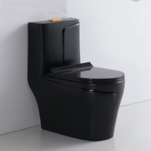 Modern design bathroom black colored wc one piece toilet ceramic toilet bowl