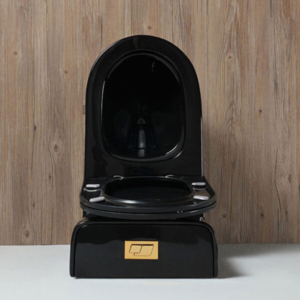 Modern design bathroom black colored wc one piece toilet ceramic toilet bowl - Image 2