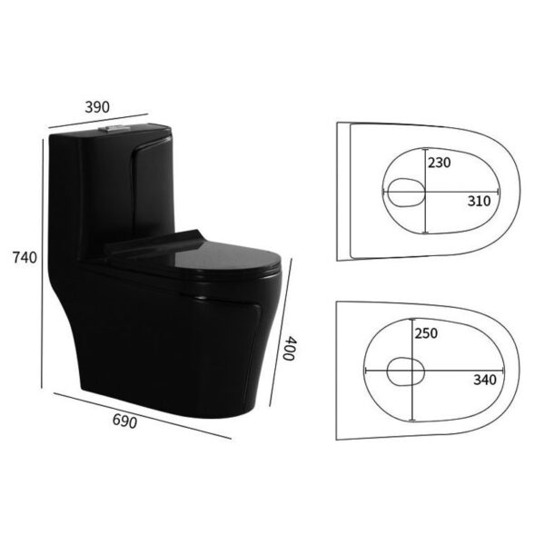 Modern design bathroom black colored wc one piece toilet ceramic toilet bowl - Image 4