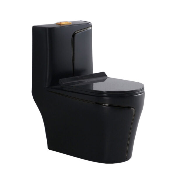 Modern design bathroom black colored wc one piece toilet ceramic toilet bowl - Image 5