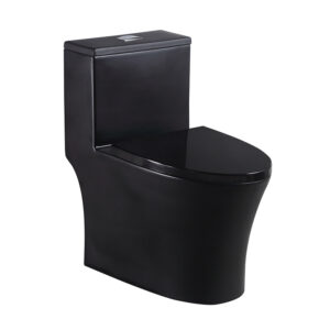 Matt black washdown rimless one piece toilet