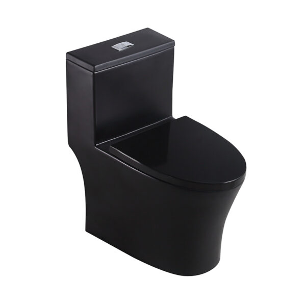Matt black washdown rimless one piece toilet - Image 2