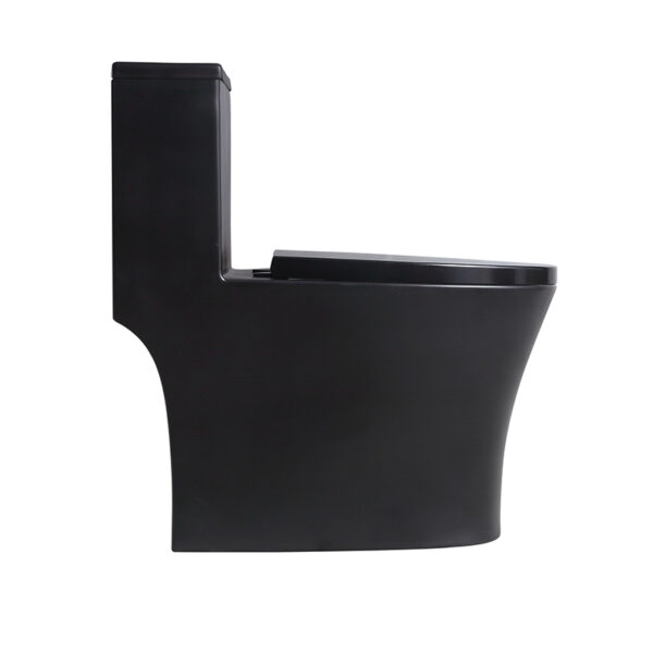 Matt black washdown rimless one piece toilet - Image 4