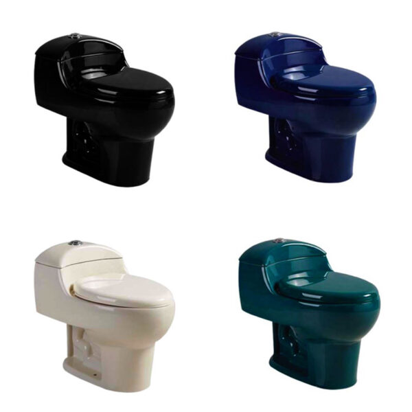 Huiyu South American Siphonic Toilet Cheap WC sanitary ware black one piece toilet - Image 2