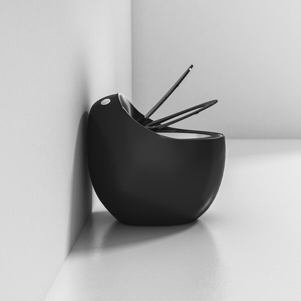 Black color design egg shape bathroom wc ceramic matte black toilet bowl - Image 3
