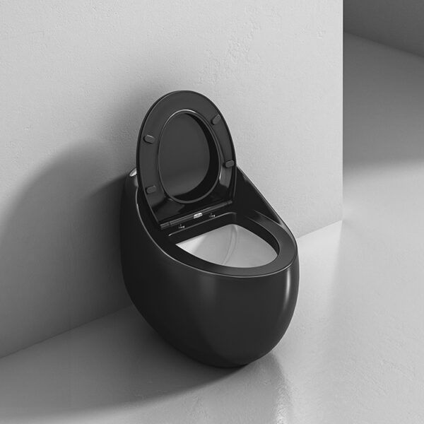 Black color design egg shape bathroom wc ceramic matte black toilet bowl - Image 7