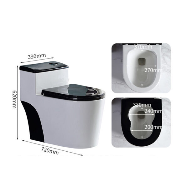 White and Black One-Piece Elongated Toilet Floor Mounted